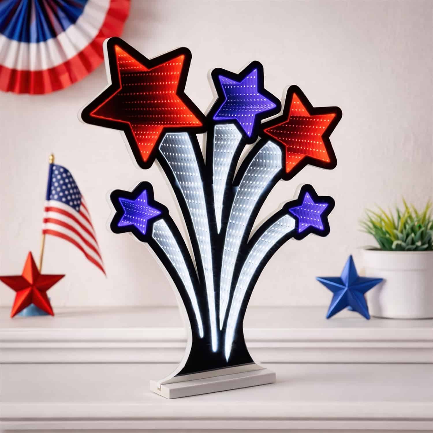 Usa Shooting Star Infinity Lit Decor Banner Decor