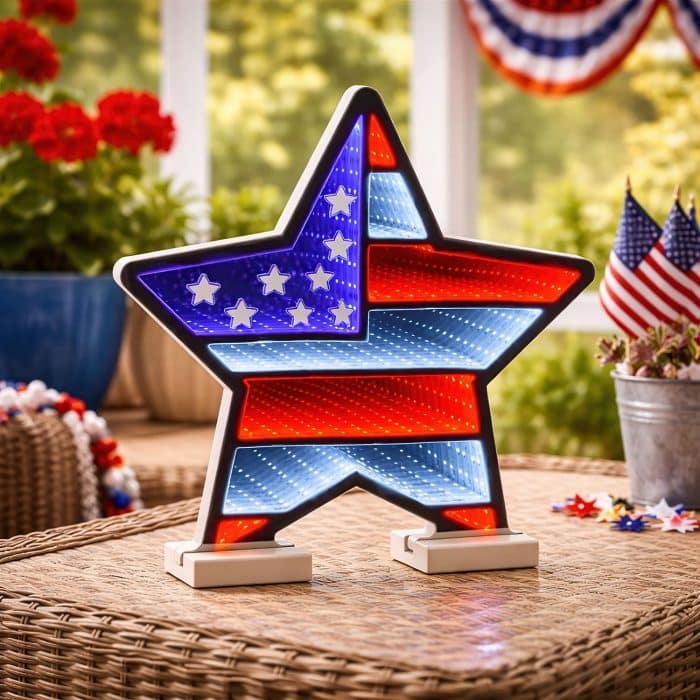 Usa Star Flag Infinity Lit Decor Banner Decor