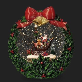 Wreath with Santas Sleigh Lit Swirl Anniversary Special