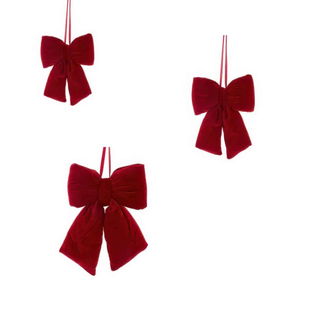 Bow Burgundy Velvet Look Ornament