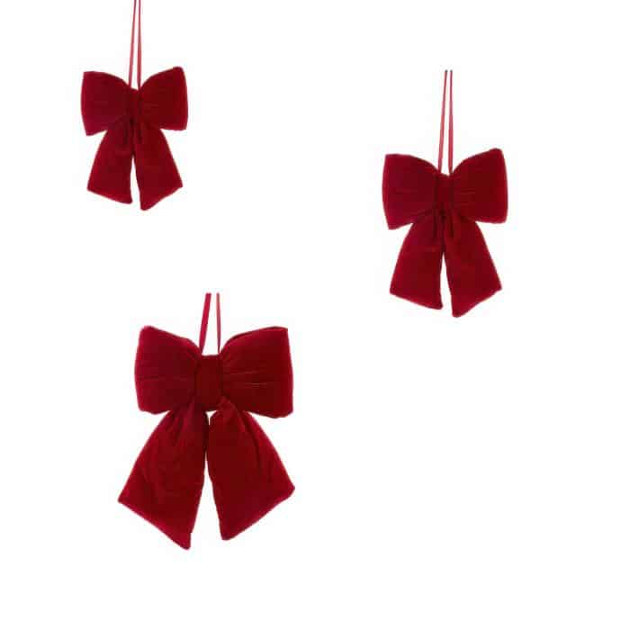 Bow Burgundy Velvet Look Ornament