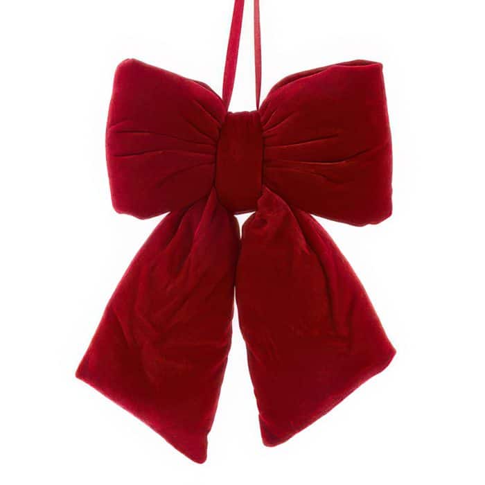 Bow Burgundy Velvet Look Ornament Large