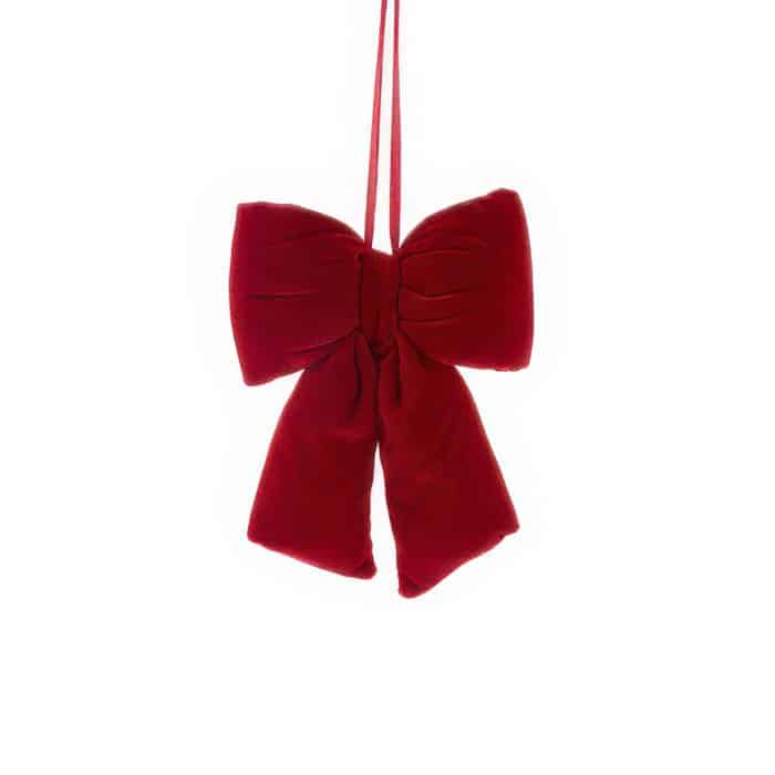Bow Burgundy Velvet Look Ornament Medium