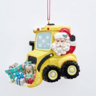 Bulldozer Delivery Santa Ornament Personalize Back