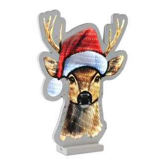 Deer with Santa Hat Ekkolight Lit Decor