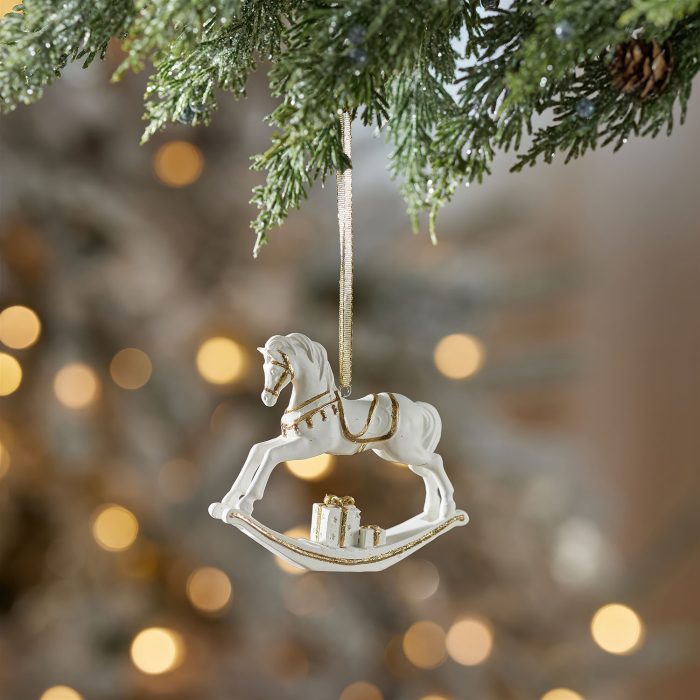 Gold Accent Rocking Horse Ornament Glam
