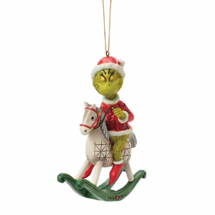 Grinch on Rocking Horse Ornament by Jim Shore Side
