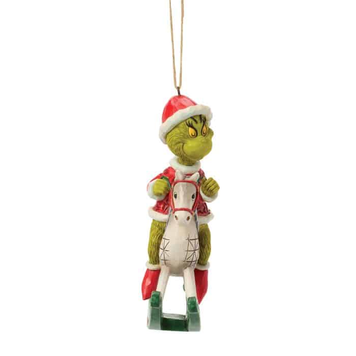 Grinch on Rocking Horse Ornament by Jim Shore Front