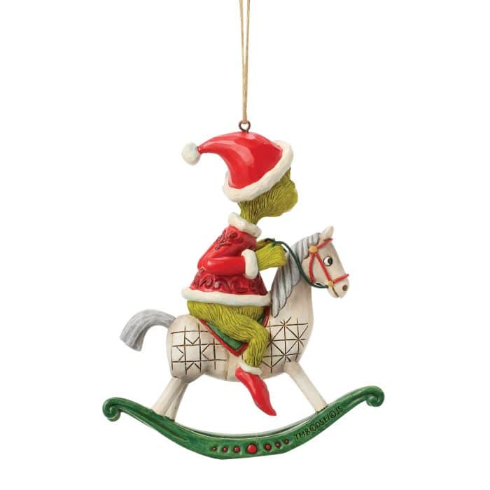 Grinch on Rocking Horse Ornament by Jim Shore Side