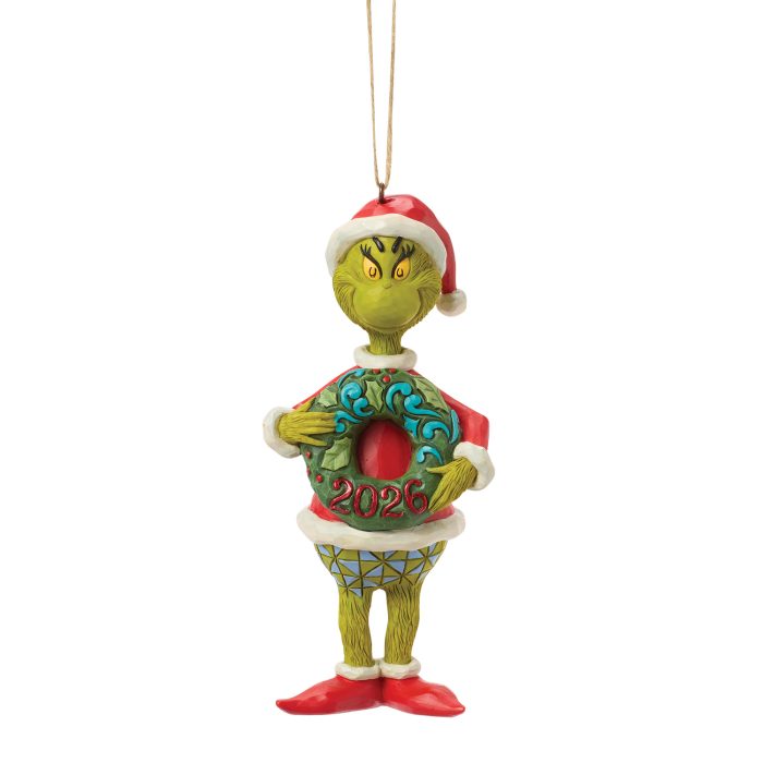 Grinch with Dated Wreath 2026 Ornament by Jim Shore