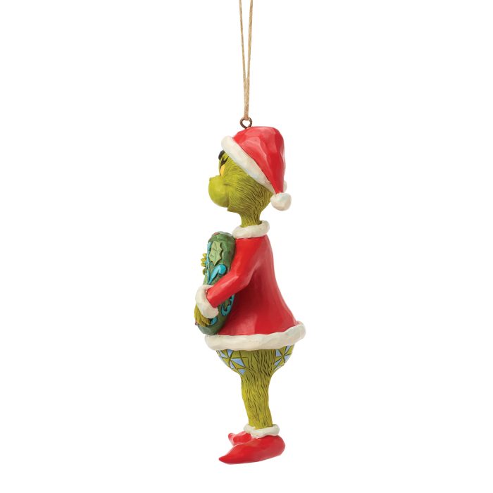 Grinch with Dated Wreath 2026 Ornament by Jim Shore Side