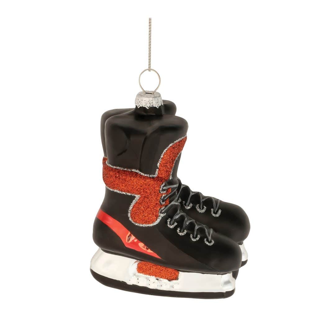 Hockey Ice Skates Red and Black Ornament