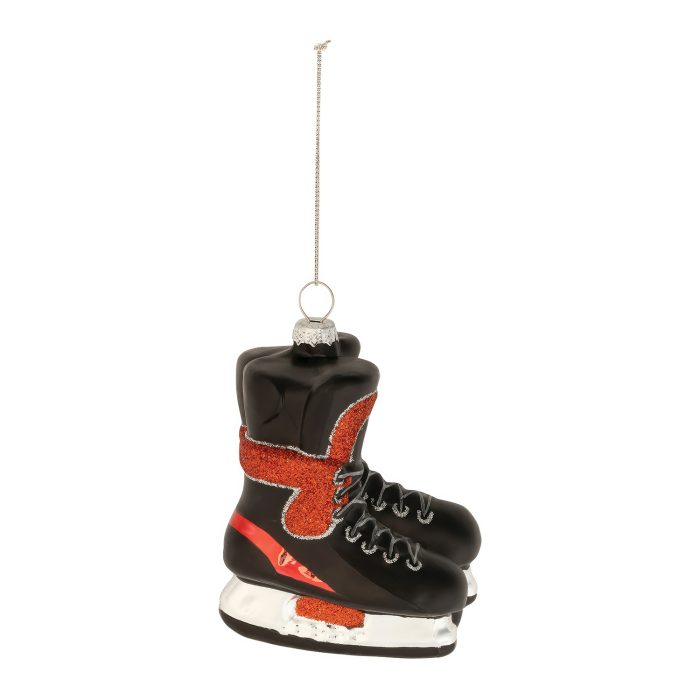 Hockey ice skates red and black ornament hanging - christmas store Hockey Ice Skates Red and Black Ornament Hanging