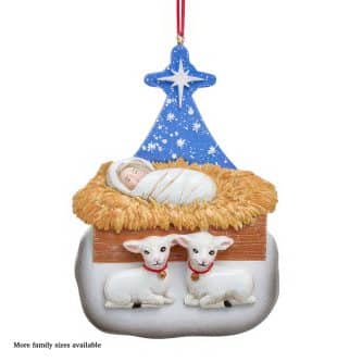 Nativity Sheep Family Ornament Personalized Two
