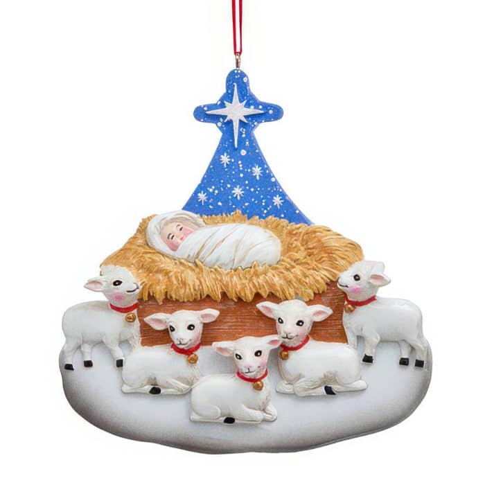 Nativity Sheep Family Ornament Personalized Five