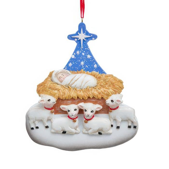 Nativity Sheep Family Ornament Personalized Four