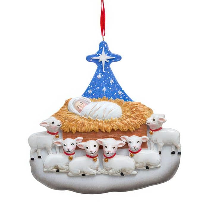 Nativity Sheep Family Ornament Personalized Six