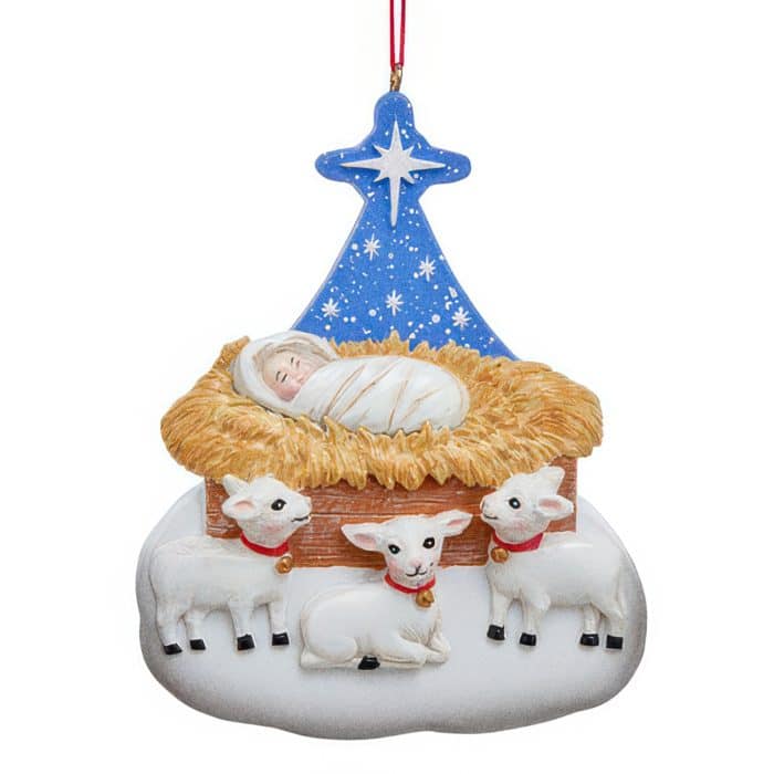 Nativity Sheep Family Ornament Personalized Three