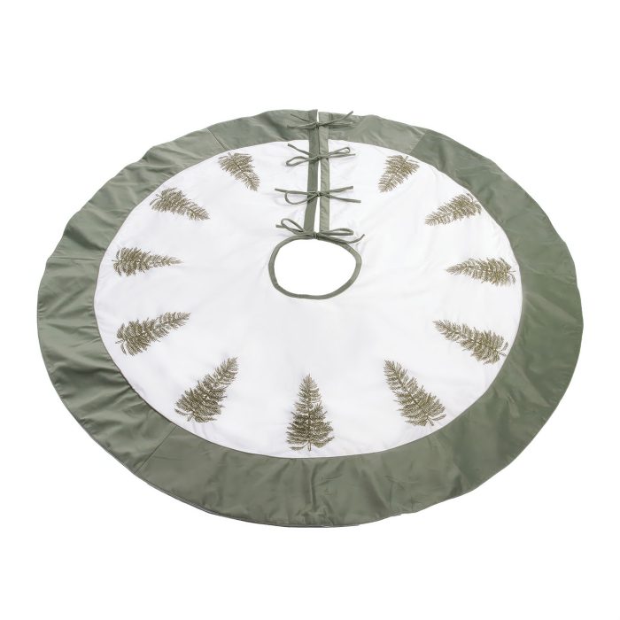 Pine Trees Dusty Green Border Tree Skirt 48