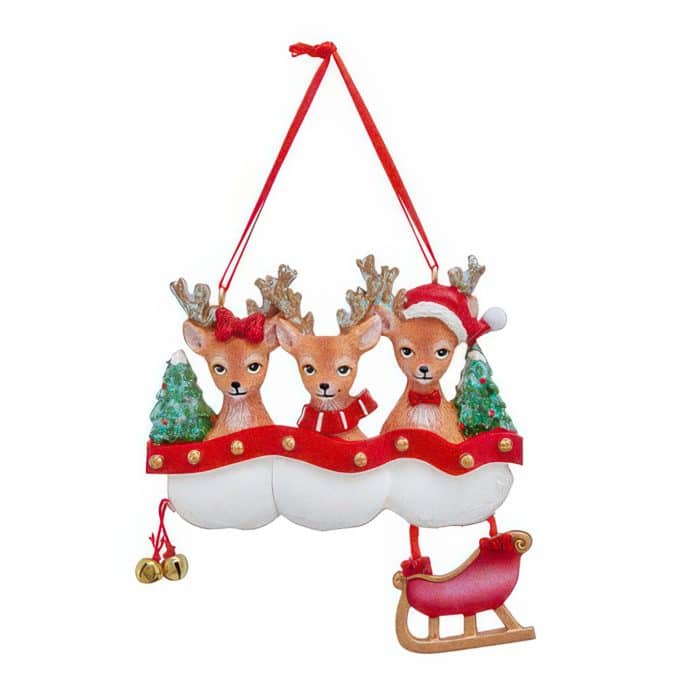 Reindeer Family Ornament Three Personalize