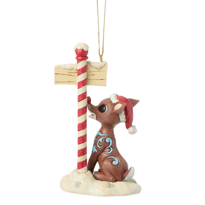 Rudolph by North Pole Sign Ornament by Jim Shore Back