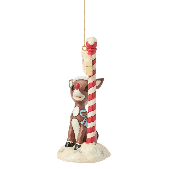 Rudolph by North Pole Sign Ornament by Jim Shore Side