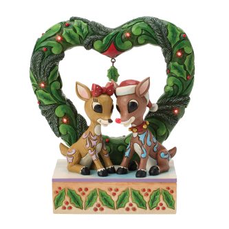 Rudolph & Clarice Heart Wreath By Jim Shore