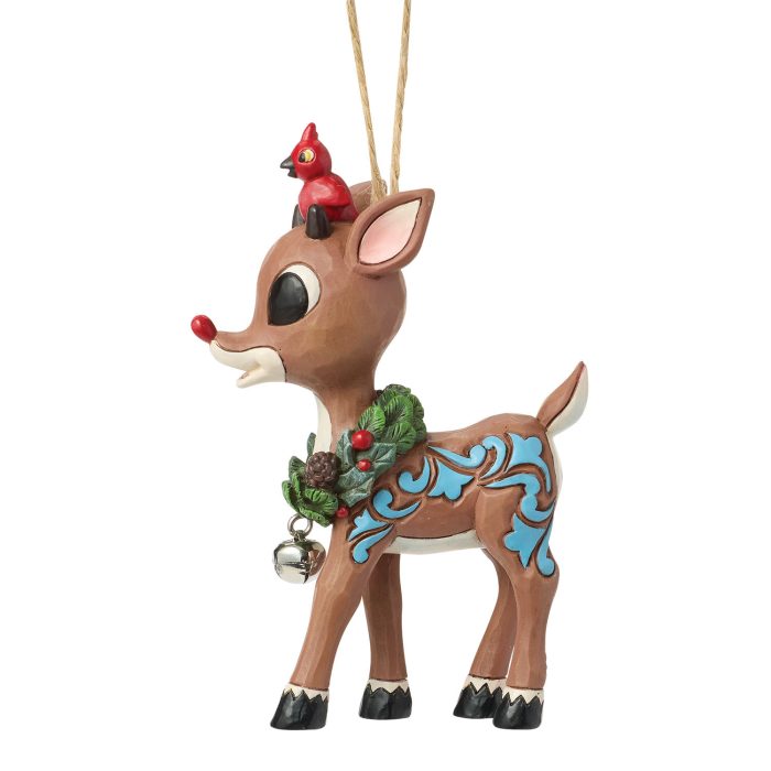 Rudolph with Jingle Bell Wreath Ornament by Jim Shore Back