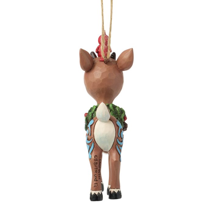 Rudolph with Jingle Bell Wreath Ornament by Jim Shore Rear