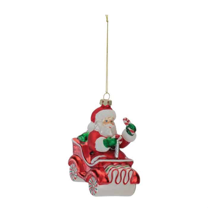 Santa in a Candy Car Ornament Hanging