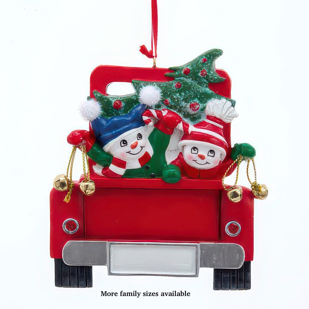 Snowman Family in Truck Ornaments Personalize