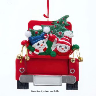 Snowman family in truck ornaments personalize - christmas store Snowman Family in Truck Ornaments Personalize