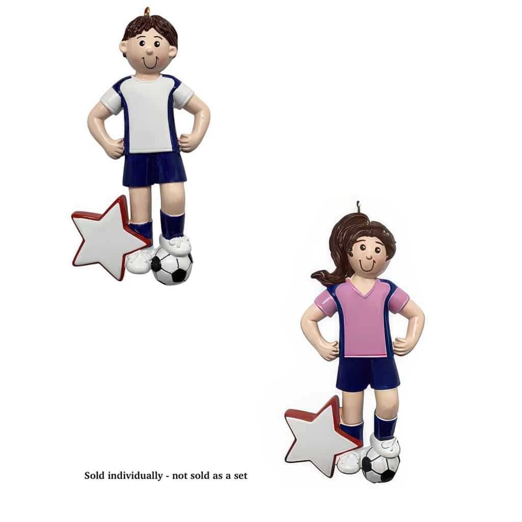 Soccer Action Boy or Girl Ornament Personalize