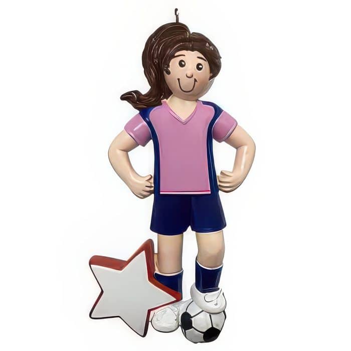Soccer Action Boy or Girl Ornament Personalize Girl