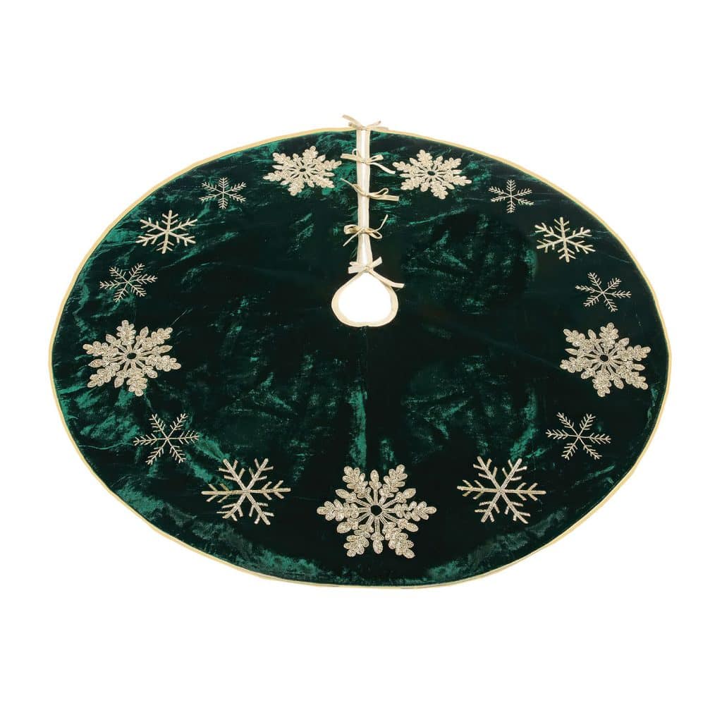Velvet Embroidered with Snowflakes Tree Skirt 48