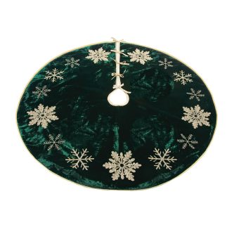 Velvet Embroidered With Snowflakes Tree Skirt 48"