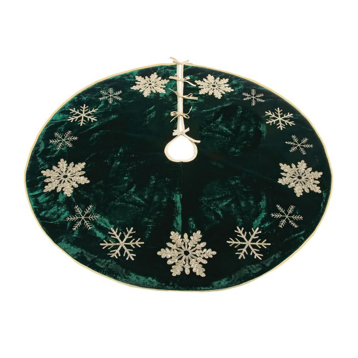Velvet Embroidered with Snowflakes Tree Skirt 48
