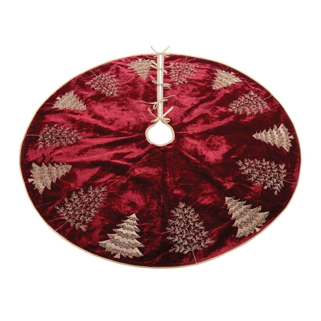 Velvet Embroidered with Trees Tree Skirt 48