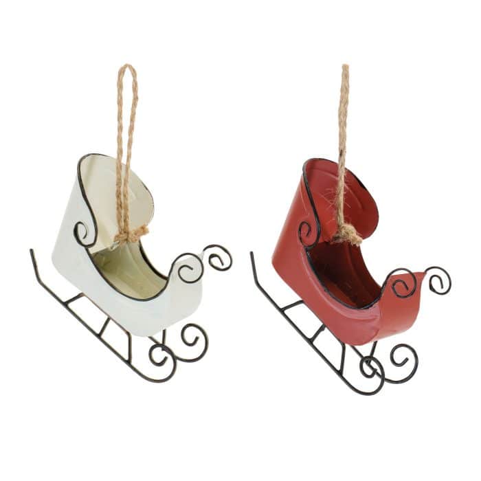 Vintage Look Metal Sleigh Ornaments