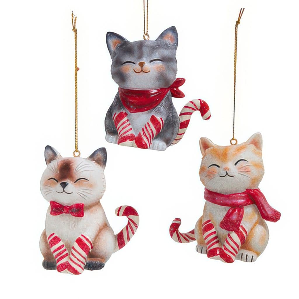 Candy Cane Cat Ornament