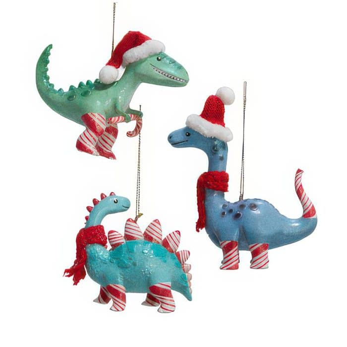 Candy Cane Dinosaur Ornament