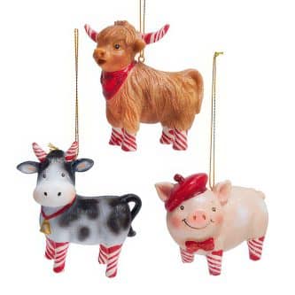 Candy Cane Farm Animal Ornament