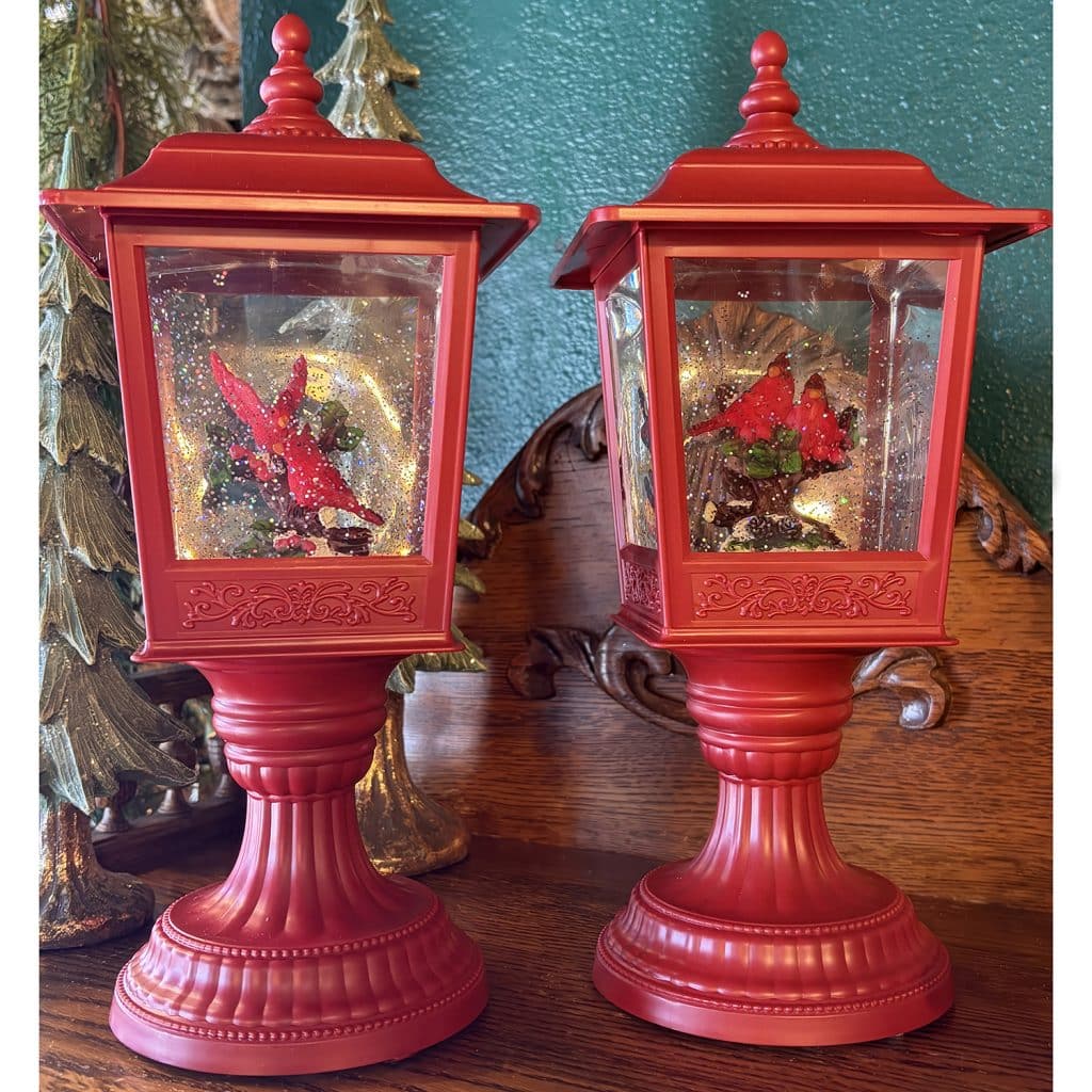 Cardinal Winter Swirl Lantern