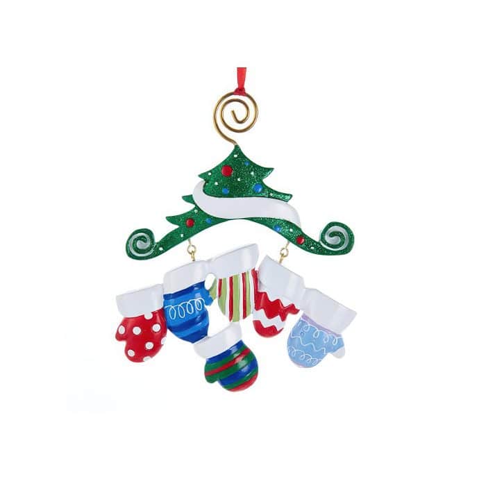 Colorful Mitten Family Ornament Personalized 6