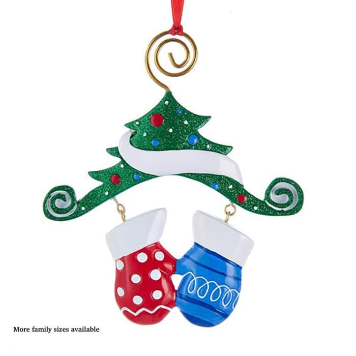 Colorful Mitten Family Ornament Personalized