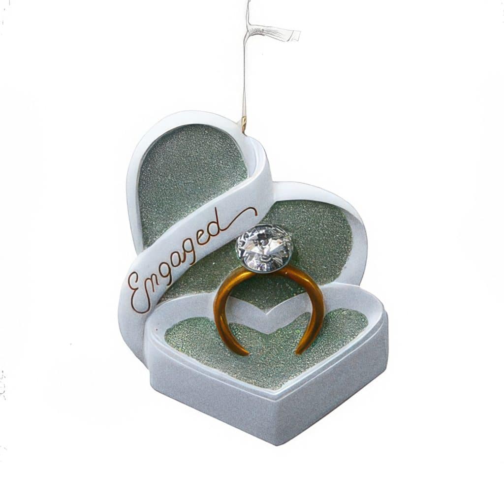 Engagement Ring Heart Box Ornament Personalize