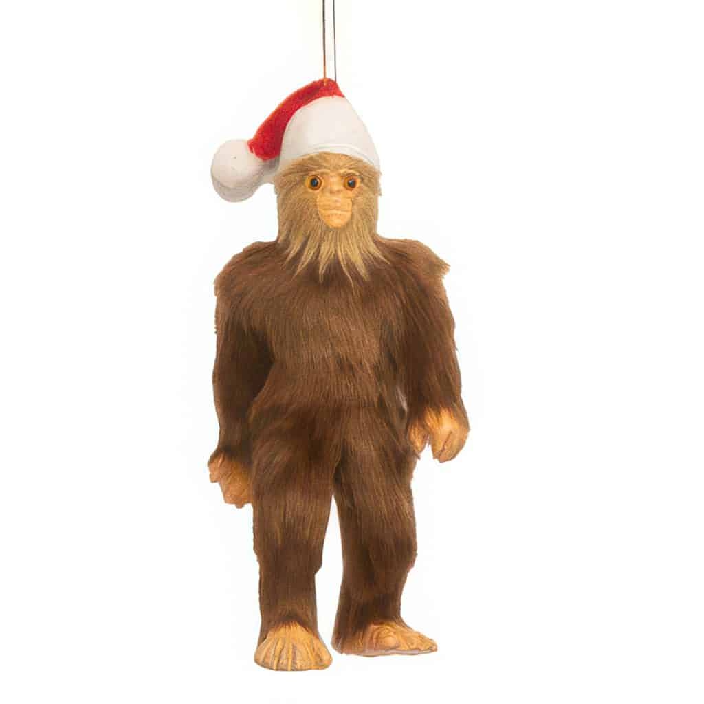 Furry Bigfoot with Santa Hat Ornament