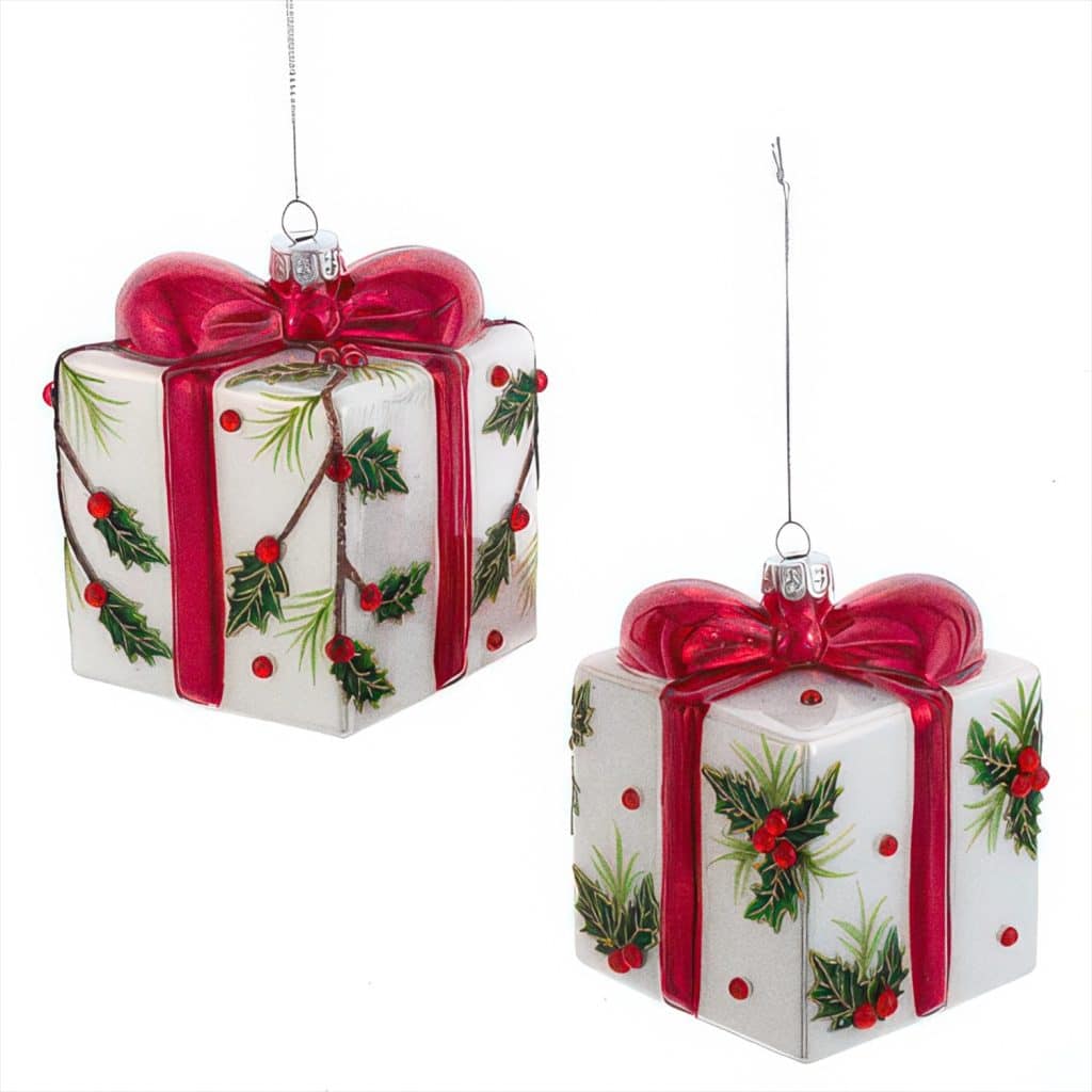 Holly Decorated Present Ornament