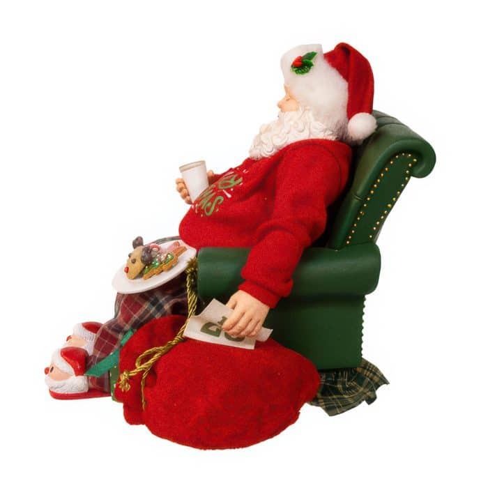Mistletoe Sleeping Santa Figurine Side
