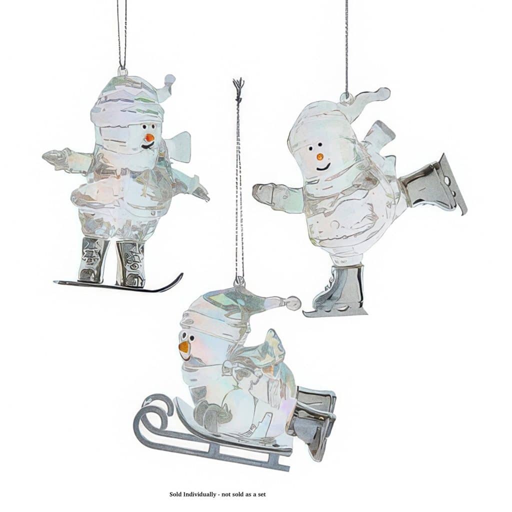Opalescent Snowmen Winter Ornament